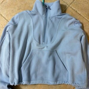 lululemon athletica Softstreme Light Blue Half-Zip Cropped Pullover Sz 4 euc